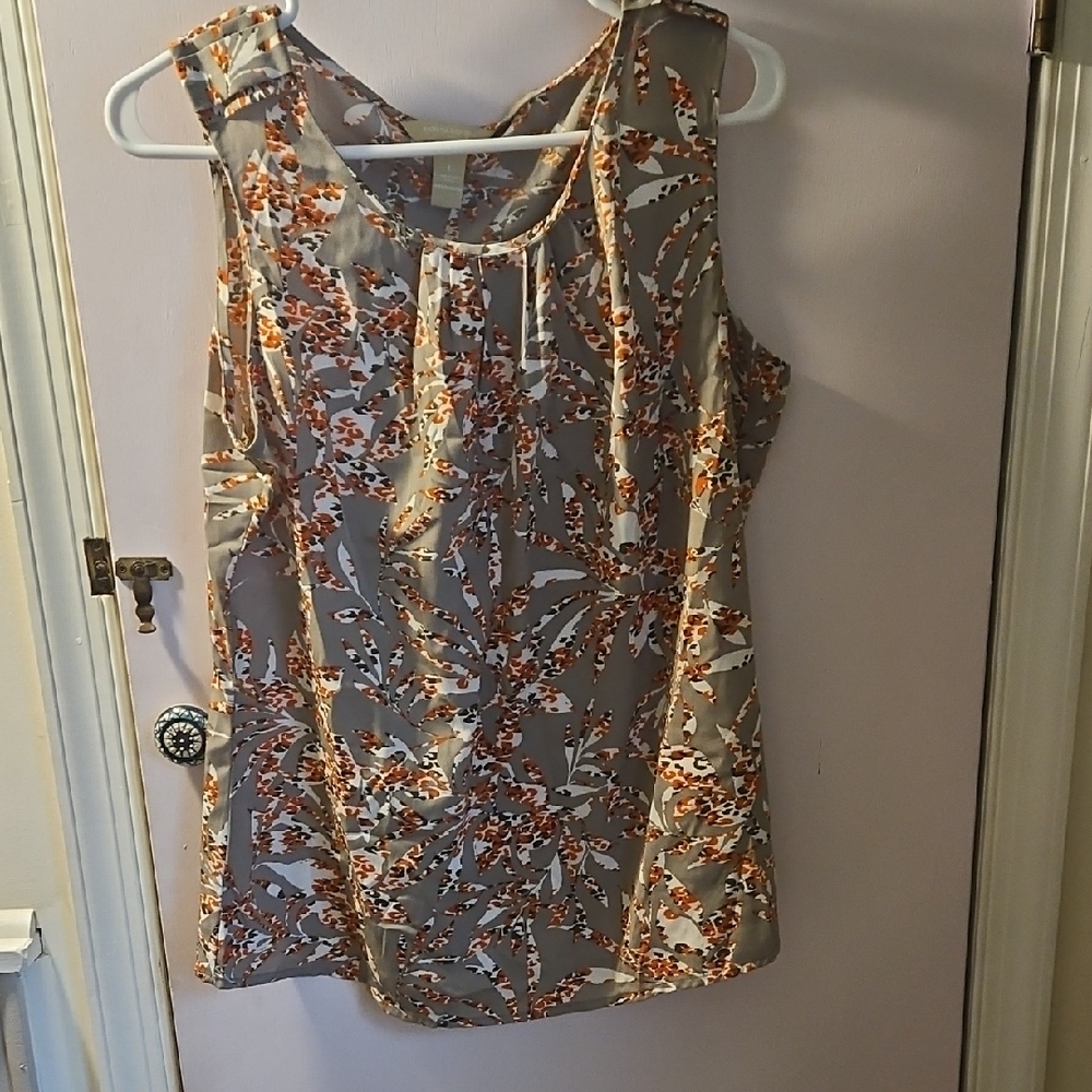 Banana Republic Floral Tank Top - Orange and Gray